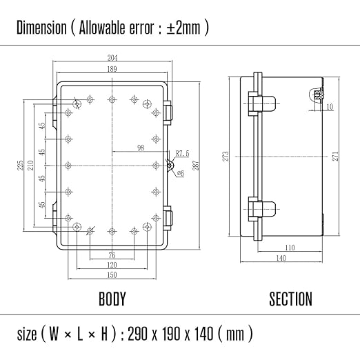 Electrical Box, IP67 Waterproof Hinged Cover Stainless Steel Latch Junction Box - Image 8