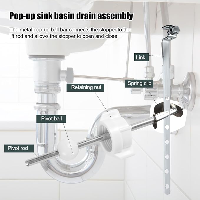 4pcs Sink Drain Parts, Lavatory Pop Up Center Piece Assembly - Image 4