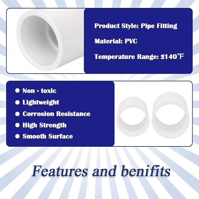 10PCS 3/4 Inch PVC Pipe Coupling Adapter Pipe Fittings Socket x Socket - Image 3