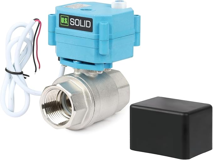 Motorized Ball Valve 1 in U.S. Solid 316 Stainless Steel IP67 Waterproof 9-24V by USSolid