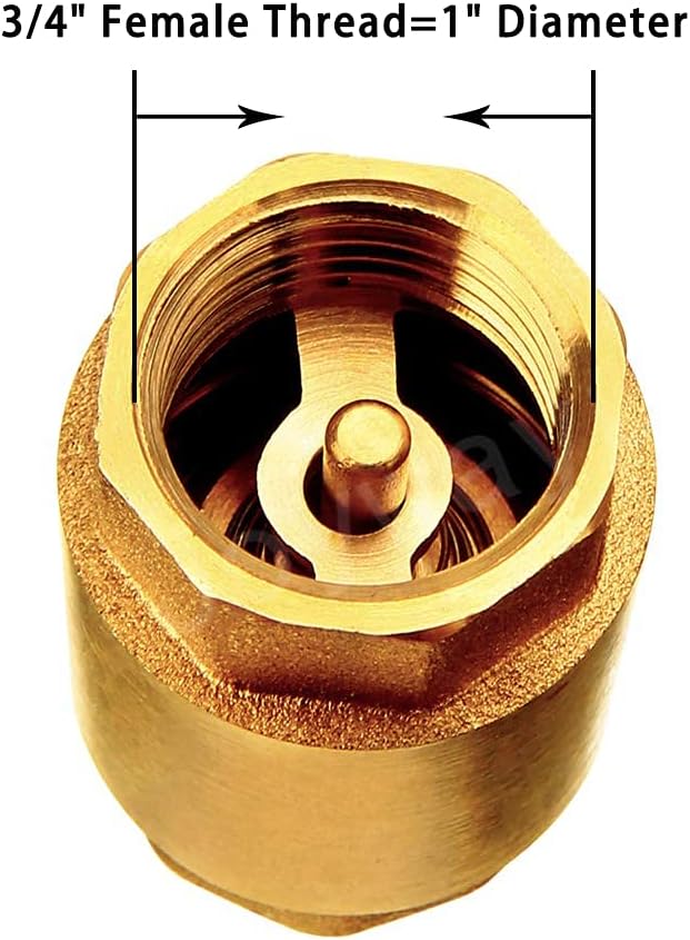 Joywayus Brass Check Valve 3/4" NPT Female Thread One Way Backflow Preventer - Image 2