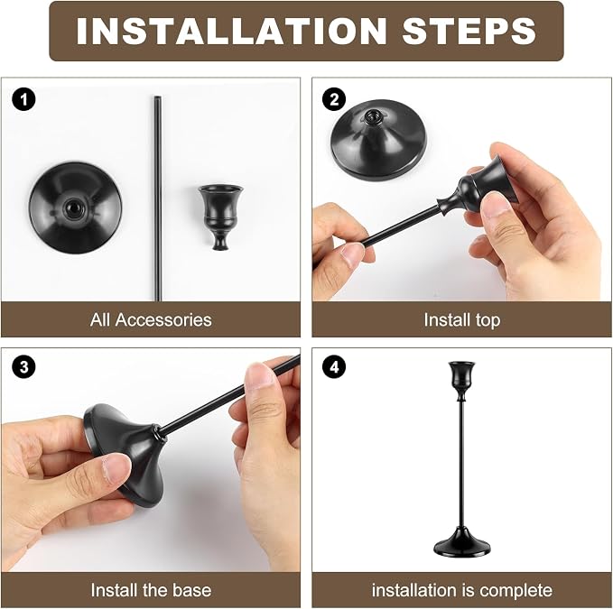 Candlestick Holders 4 Sets, Metal Taper Candle Holder, Candle Holder - Image 3