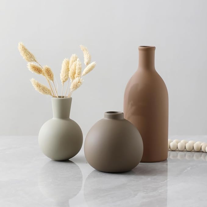 Ceramic Vase Set of 3, Vases Home Decor Rustic Farmhouse Decorative Vase - Image 8