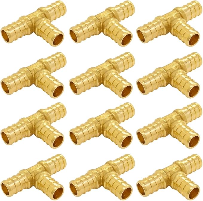 Hooshing 12PCS 1/2" Pex Tee Fittings, Brass Barb Crimp Fitting by Hooshing