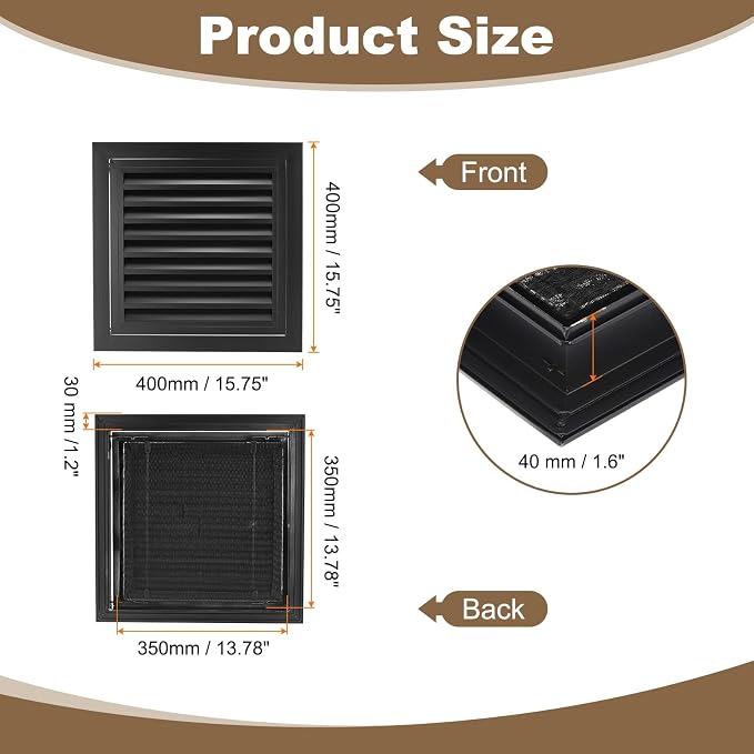 PATIKIL 14" x 14" Return Air Vent Cover, Aluminum Alloy Return Air Grille - Image 2