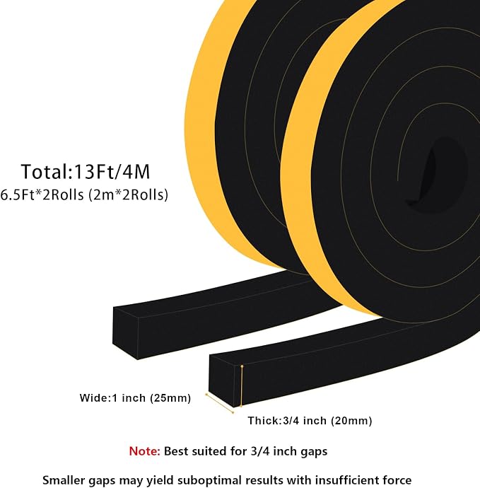 Thick Weather Stripping, Door Gap Filler & Draft Stopper 1x3/4In | Fills wide - Image 6