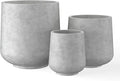 Kante Set of 3 Pale Gray Concrete Curved Planters 16.5" 13" 9.4" Dia | Drainage by Unknown