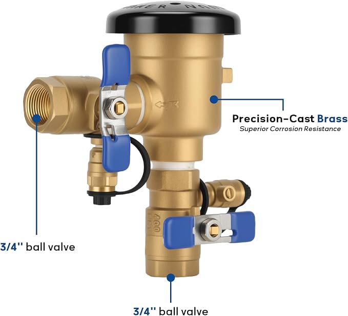 MEASUREMAN 3/4" Pressure Vacuum Breaker Assembly, Heavy-Duty Bronze Backflow - Image 3