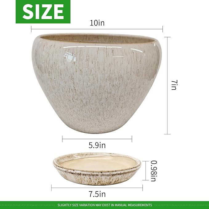 Deep Dream 10 Inch Plant Pot- Ceramic Planter Pot Round Plant Pots - Image 2