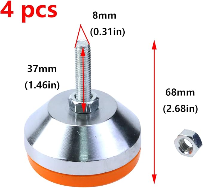 Antrader M8 Thread Adjustable Leg Leveler, Heavy Duty Adjustable Feet Leveler - Image 3