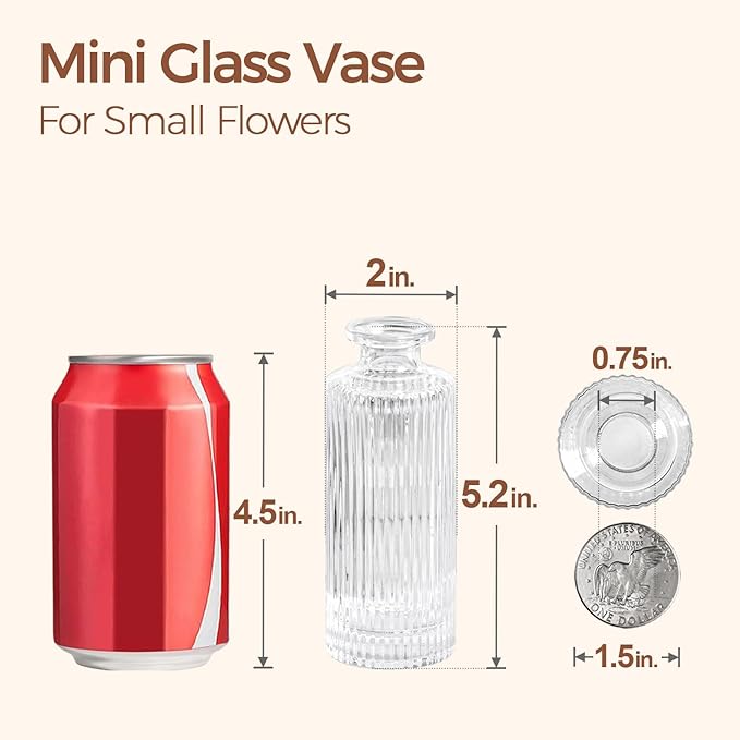 ComSaf Glass Small Bud Vases in Bulk 6 Pcs 5.2 Inch, Mini Bouquet Display - Image 3