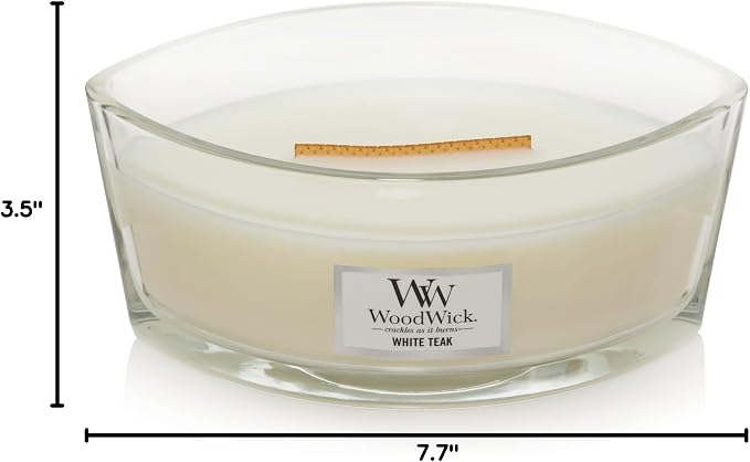 WoodWick White Teak Gifts for Women and Men, 16 oz Ellipse Candle - Image 9