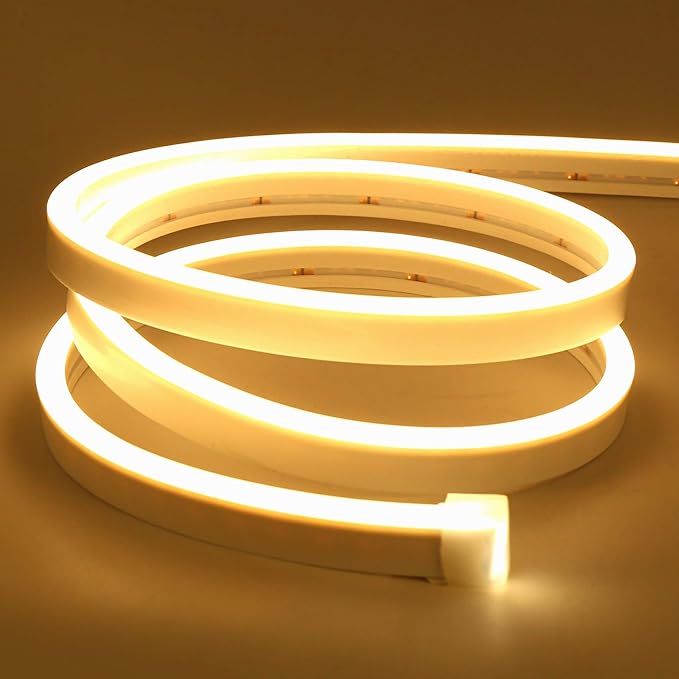 Lamomo LED Neon Rope Lights, 16.4ft/5m Warm White Light Strip 0.39in/Cut by Lamomo