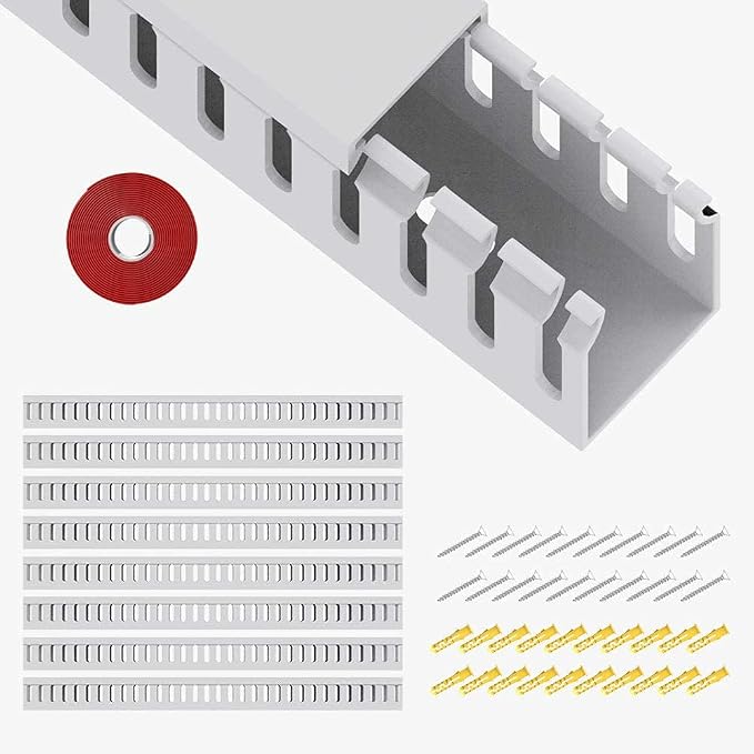 Open Slot Wiring Raceway Cable Duct, Cable Management Cord Track | 123" open by REFLYING