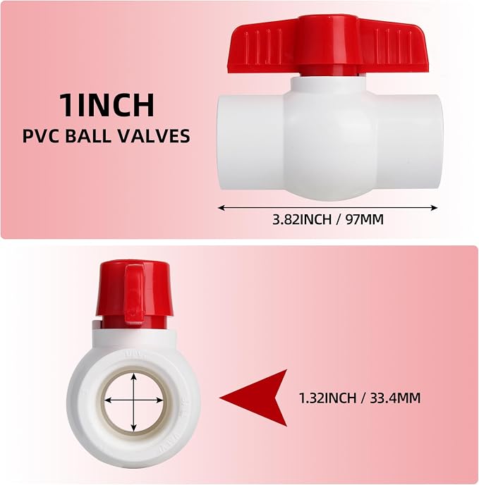 1' PVC Ball Valves, PVC Valves Ball Valve Water Shut Off Valves, 1 inch PVC - Image 7