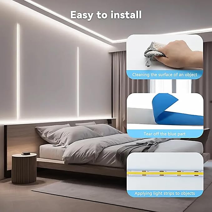 ZSLAIFU 24V COB LED Strip Light, 16.4ft Touch Dimmable LED Light Strip - Image 3