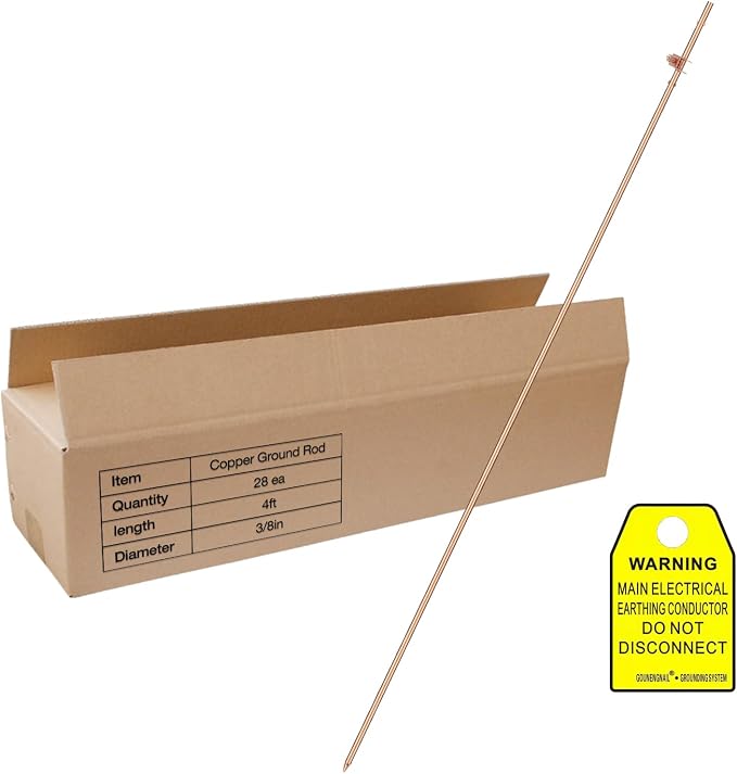 28 Pcs 4FT Grounding Rod with Warning Tags, Portable Electrical Copper by GOUNENGNAIL