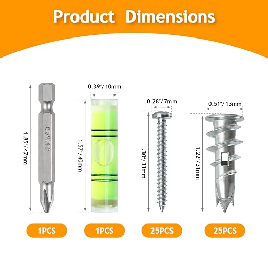 Heavy Duty Metal Drywall Anchors, Hollow Walls, Hanging Shelves, Wall Decor - Image 2