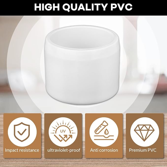 20 Pack 1'' PVC Pipe End Cap Fitting, Schedule 40 Furniture Grade PVC Pipe End - Image 3