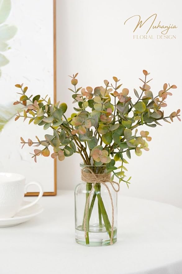 Muhanjia Artificial Eucalyptus Stems in Glass Vase - Image 5