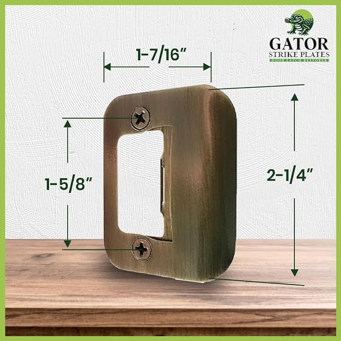 Gator Door Strike Plate 2-1/4" Latch Restorer, No Chiseling, 2-1/4" x 1-3/4" - Image 2
