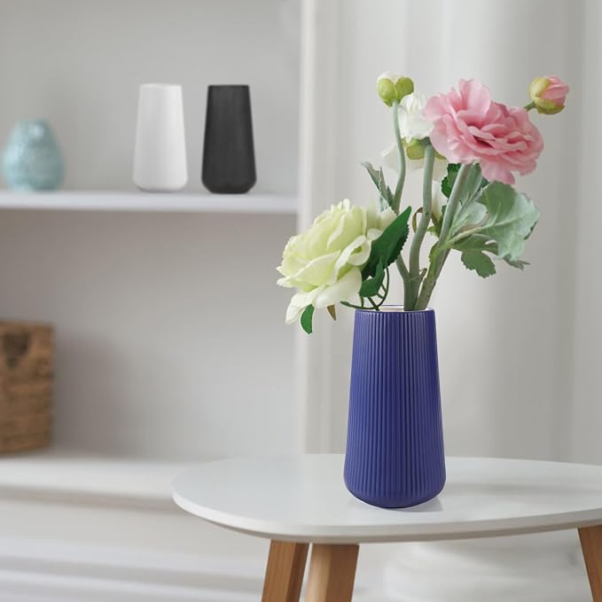 Navy Blue Ceramic Vase, GUKJOB Small Cute Flower Vase - Image 4
