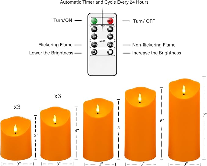 Nimiko Flameless Candles with Remote, Battery Operated Flickering Flameless - Image 2