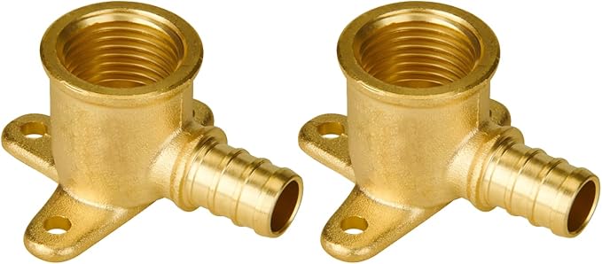 2-Pack 1/2 Inch PEX Drop Ear Elbow, PEX Fittings 1/2", Brass | Crimp Pipe by SUNGATOR