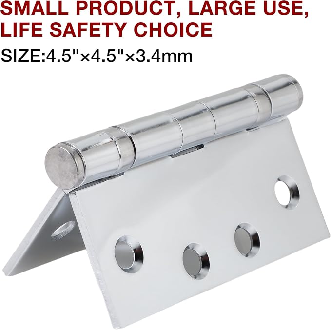 TDCHINGES Heavy Duty Door Hinges 4.5 Inch x 4 1/2" Polished Chrome Square | 2 - Image 6