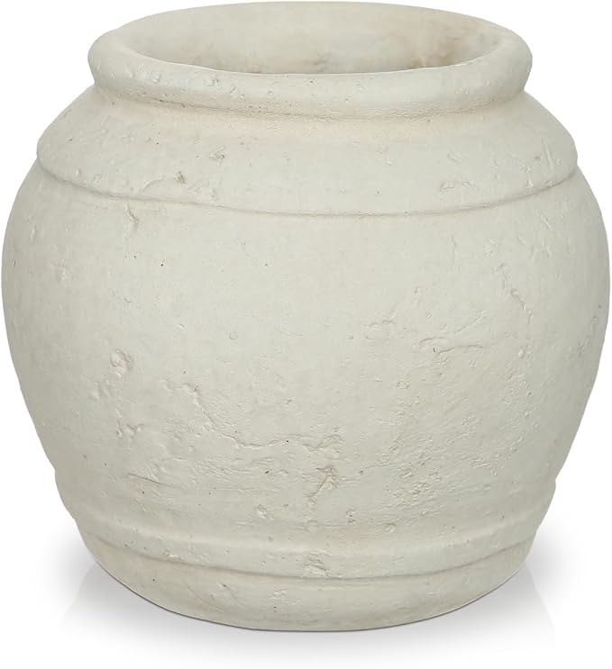 Briful Rustic Ceramic Farmhouse Vase, 5.9" Vintage Textured Pottery Jar | by Briful