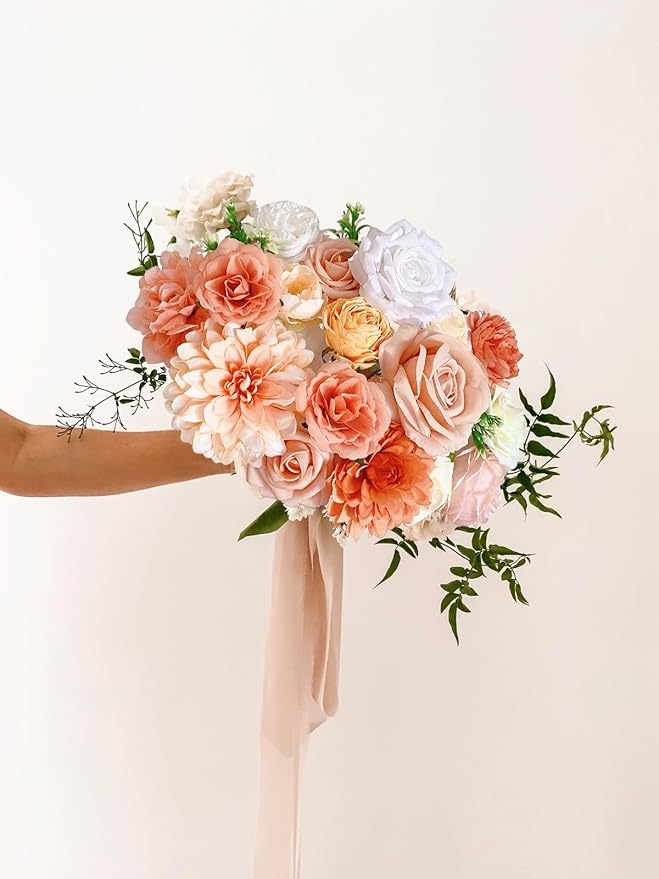 FACINOC Roses Artificial Flowers Orange Fake Flower - Image 5