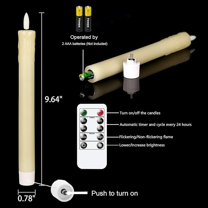 GenSwin Drip Wax Flameless Taper Candles Battery Operated - Image 6
