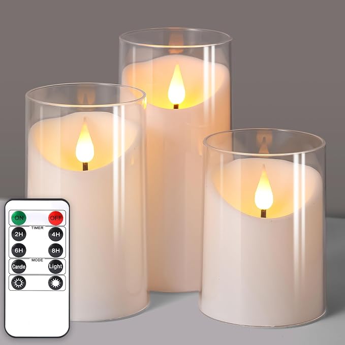 NURADA Flameless Candles with Remote Timer: 3D Wick Battery Operated Led Pillar by NURADA