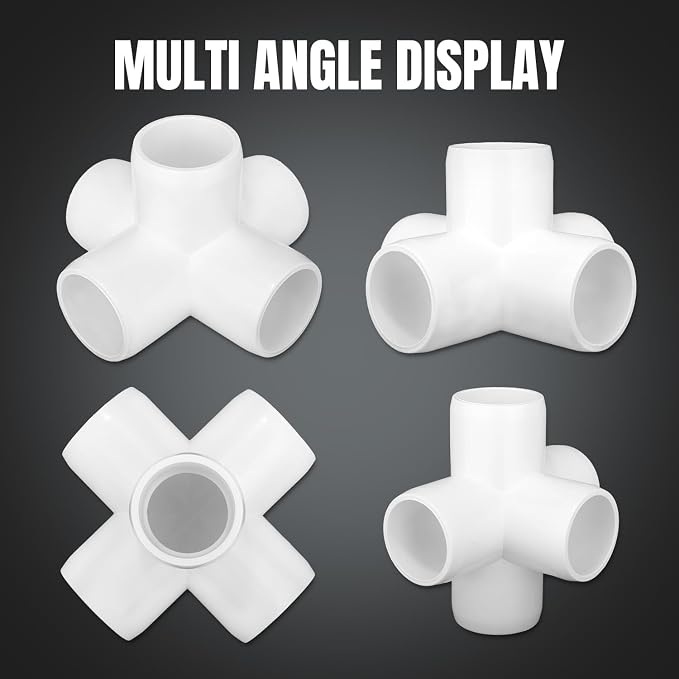 20-Pack 1/2 inch 5 Way PVC Fitting Elbow Furniture Grade Pipe Connector - Image 5