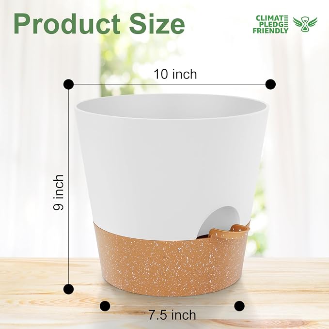 YNNICO 10 inch Plant Pots, Self-Watering Planters - Image 4