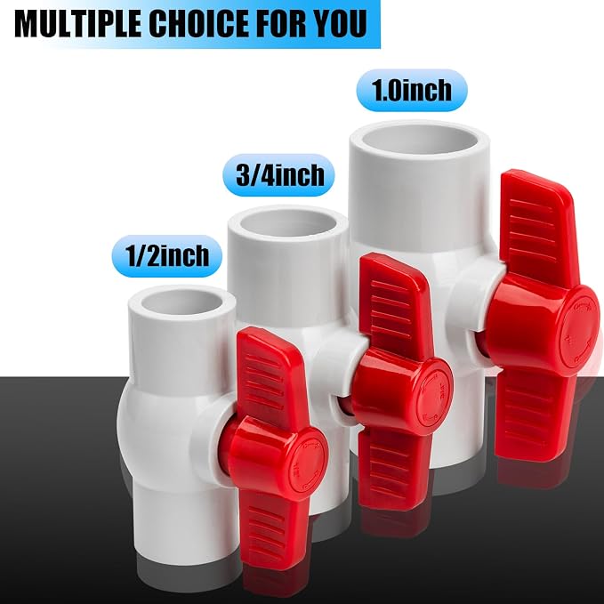 10PCS 1/2" PVC Ball Valve, Shut-Off Ball Valves Socket - Image 5