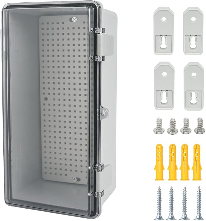 Junction Box, Hinged Grey Clear Cover IP67 Waterproof ABS Project Box by Otdorpatio