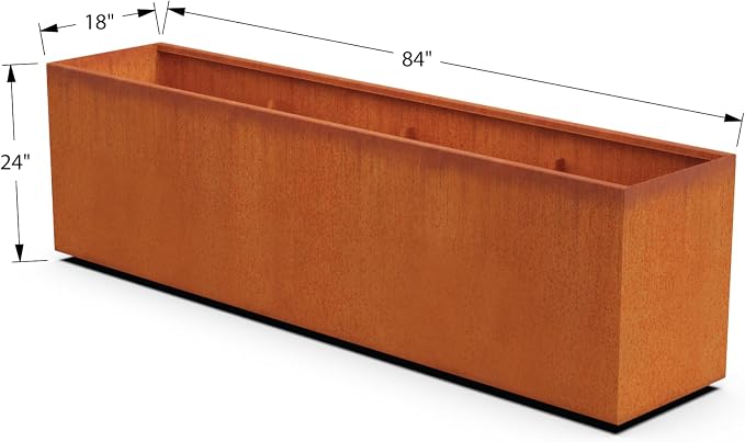 Large Rectangular Planters for Outdoor Plants | Extra Large 84x18x24 Corten - Image 5