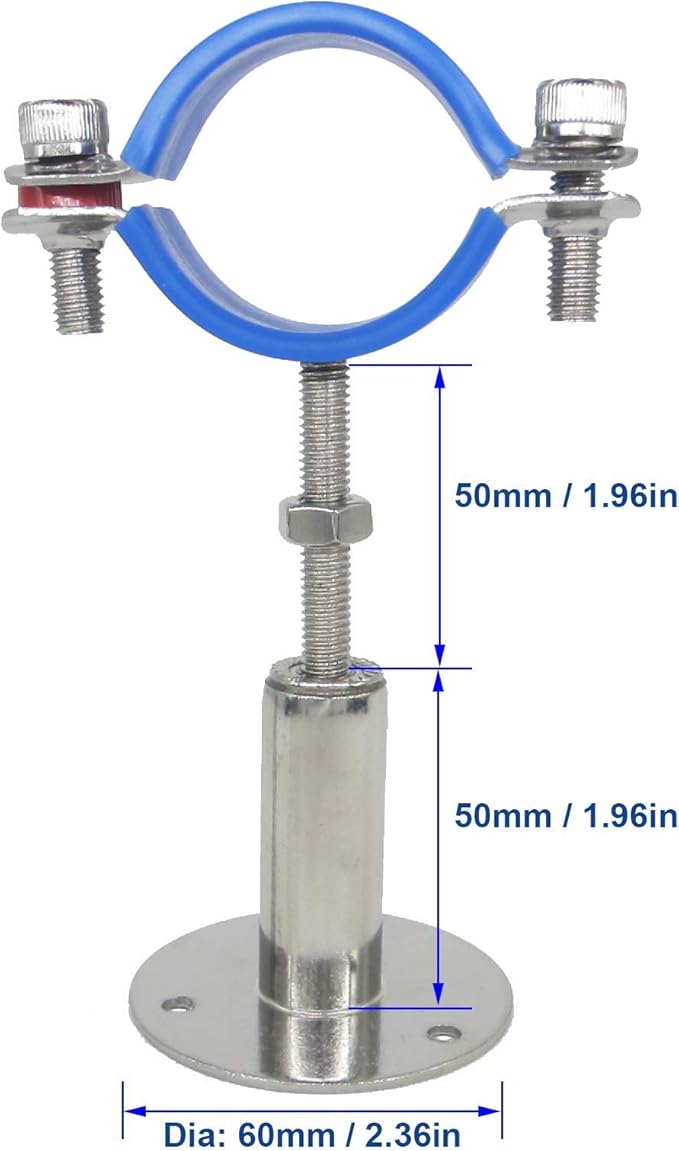 Stainless Steel Adjustable Pipe Clamp Bracket, 1-1/2 Inch - Image 2