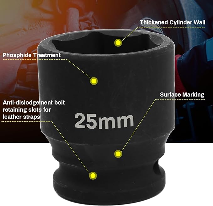 1/2" Drive 25mm Deep Impact Socket, 6 Point Chrome Molybdenum Steel Heavy Duty - Image 5
