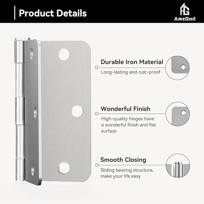 Door Hinges Brushed Nickel - Image 5