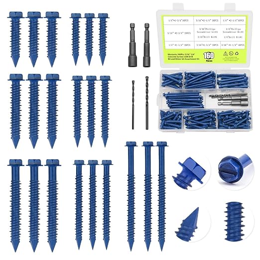 160Pcs 1-1/4" to 2-3/4" Concrete Screws by Unknown