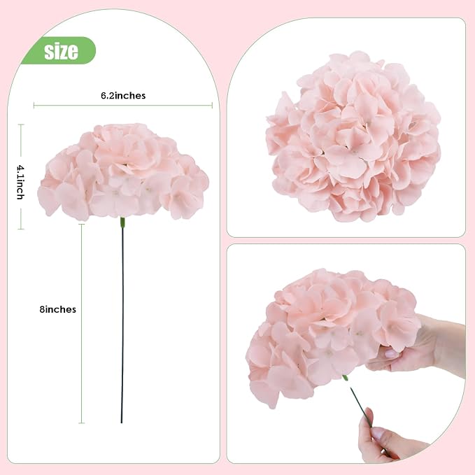 AVIVIHO 105pcs Blush Fake Flowers Hydrangea Artificial Flowers Bulk Silk Flowers - Image 3