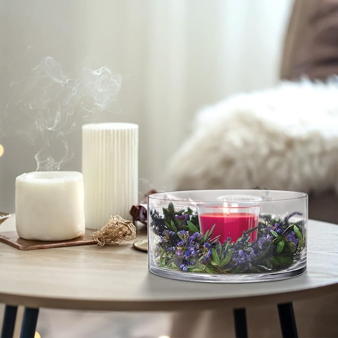 Wide Glass Cylinder Vase, Cylinder Terrarium Bowl, Decorative Centerpiece - Image 5