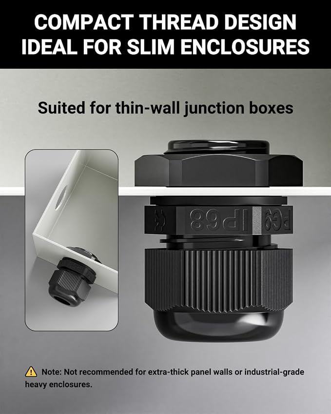 VCELINK Cable Glands, Nylon IP68 Waterproof PG7 to PG16 50 Pcs | - Image 9