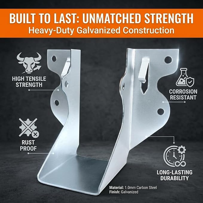 20 Pack 2x4 Joist Hangers, 18 Gauge Galvanized Face Mount | Wood connectors - Image 3
