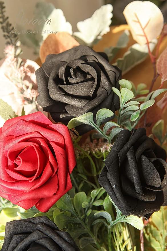 Artificial Flowers 25pcs Real Looking Black Foam Fake Roses - Image 4