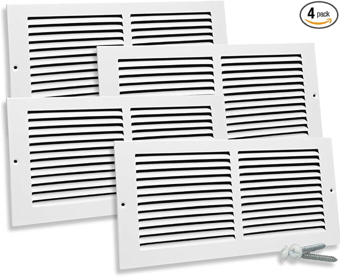 14x10 Air Return Vent Cover, Solid Steel White, 4 Pack by SierraGrates