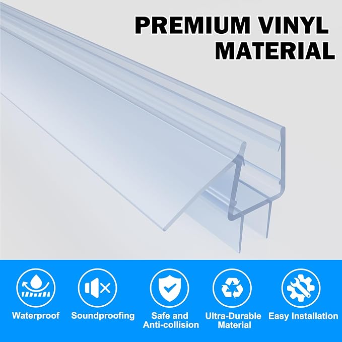 36" Shower Door Bottom Seal for 3/8" Frameless Glass Pivot Door | Easy to Cut - Image 4