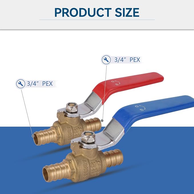4-Pack GUOFIS 3/4-Inch PEX Crimp Full Port Ball Valve | 1/4 Turn Hot and Cold - Image 6